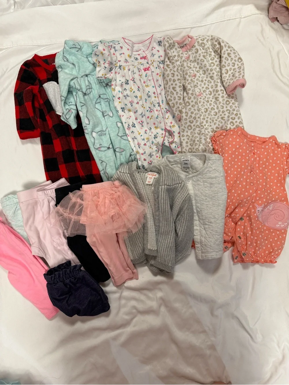 Baby Girls Clothing Bundle - Mixed Colors (Pink, Gray, Coral, Mint, Red)
